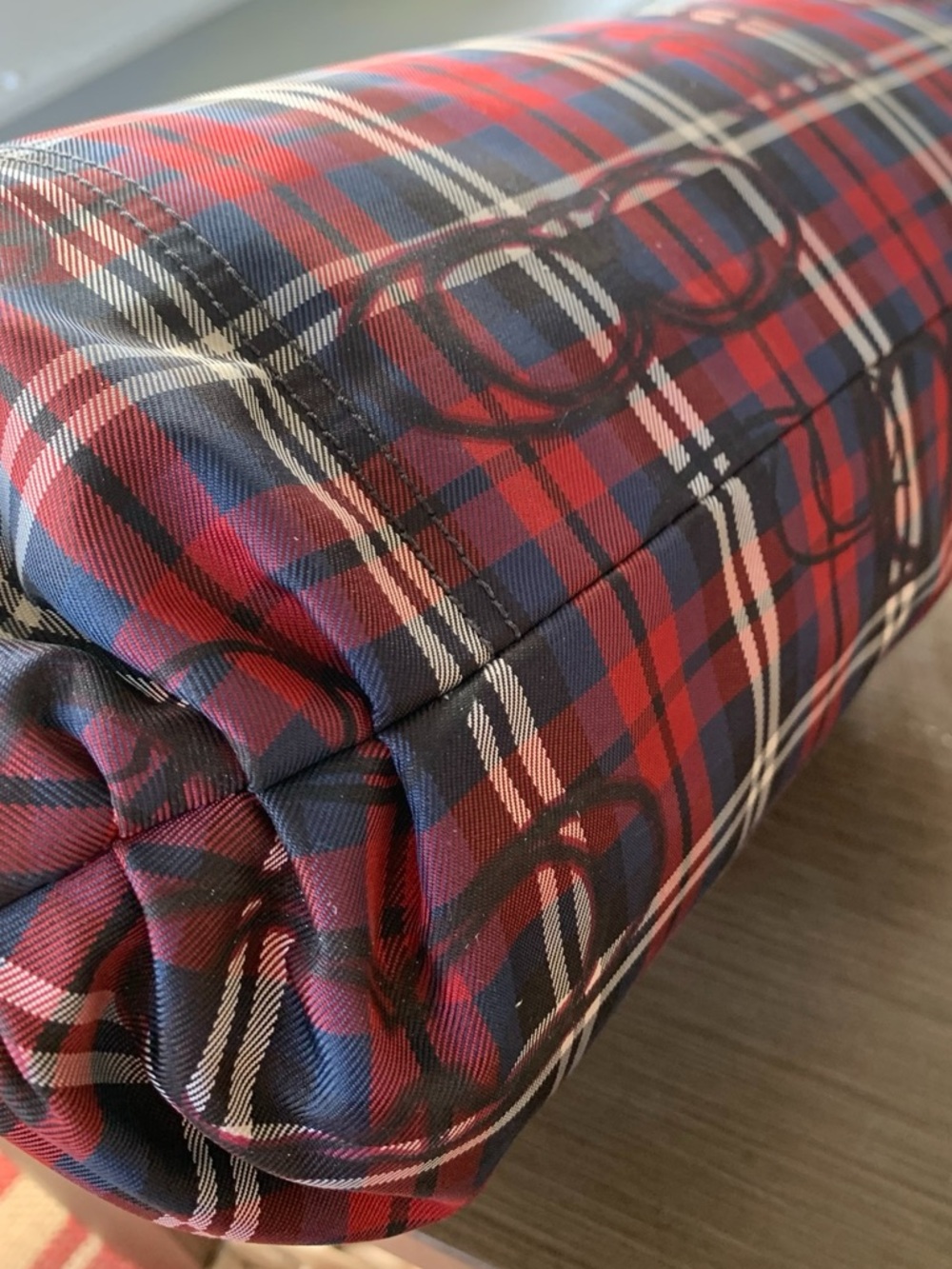 Coach Poppy Tartan Plaid Glam Tote + Cardholder (Red/Blue) 18713 - Picture 10 of 16